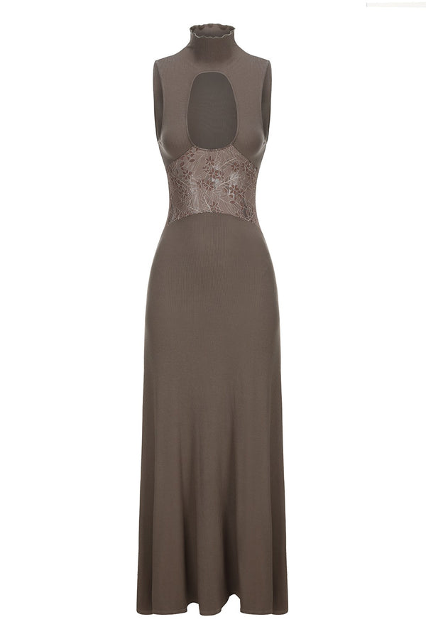 Peng Tai 24 Autumn and Winter Printed Hollow Lace Maxi Dress PT-PTW24C06-1-HUI